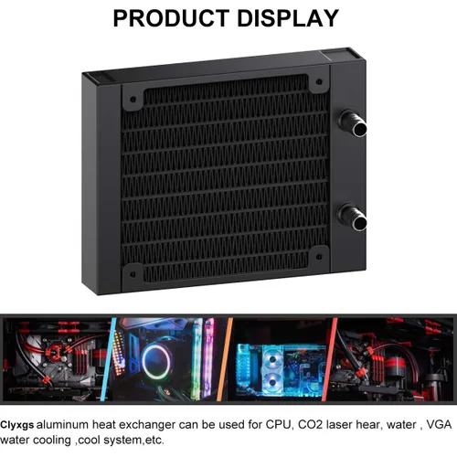 Vista 5 de Clyxgs Radiador de refrigeración por agua, radiador intercambiador de calor de aluminio de 12 tubos con tubo para PC CPU, computadora, sistema