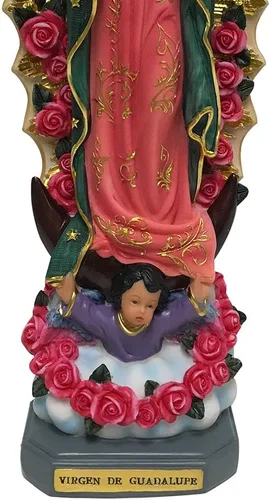 Vista 3 de Estatua religiosa de 12 pulgadas de Nuestra Señora de Guadalupe, decoración cristiana, regalo católico, esculturas de peregrino, figura de capilla