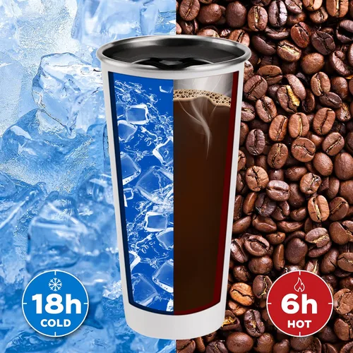 Vista 3 de Swiss+Tech Vasos de acero inoxidable de 16 onzas, paquete de 2 vasos de doble pared, vaso aislado con tapa, vasos duraderos (rojo y blanco)