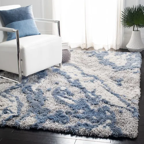 Vista 10 de SAFAVIEH Horizon Shag Collection - Alfombra decorativa, 2 x 3 pies, gris y azul, no desprende pelusa y de fácil cuidado, 2 pulgadas de grosor, ideal