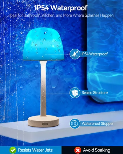 Vista 3 de Lámpara de ducha recargable impermeable para ducha interior, lámpara de baño, lámpara de cambio de color, proyector de ondas oceánicas, luz a prueba