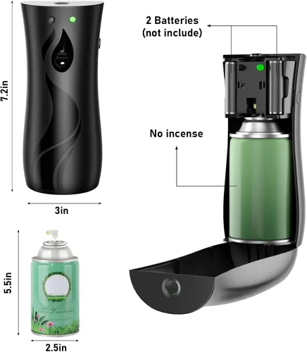 Vista 5 de Dispensador automático de ambientador en aerosol, dispensador de aerosol de pared/de pie con batería con control remoto para baño, hotel, oficina