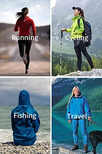 Vista 5 de VIKEVO Chaqueta impermeable con capucha para mujer plegable plegable larga activa para exteriores
