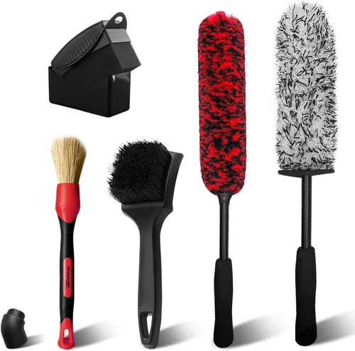 Vista 11 de YeewayVeh 4Pack Kit de Limpieza de Ruedas de Coche, Cepillo de Rueda Flexible y Cepillo Limpiador de Llanta de Microfibra, Cepillo de Neumáticos