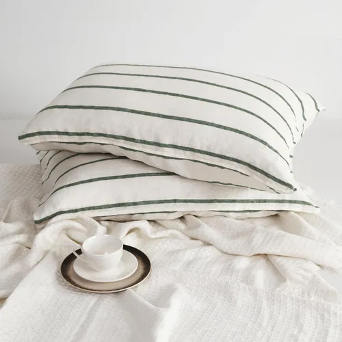 Vista 31 de Linen World - Juego de 2 fundas de almohada de lino francés, fundas de almohada que absorben la humedad lavadas a la piedra