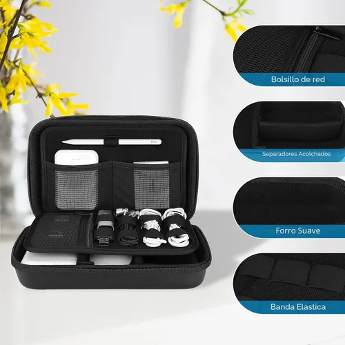 Vista 5 de ProCase Estuche organizador electrónico de viaje duro para MacBook Adaptador de corriente Cargadores Cables Power Bank Apple Magic Mouse Apple