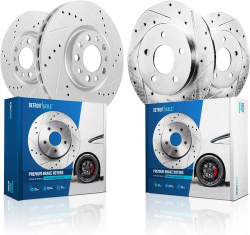 Vista 38 de Detroit Axle - 4 rotores de freno para Chevrolet Cruze 2014 2015 [modelos de motores de gas] Rotores de freno de disco perforados y ranurados