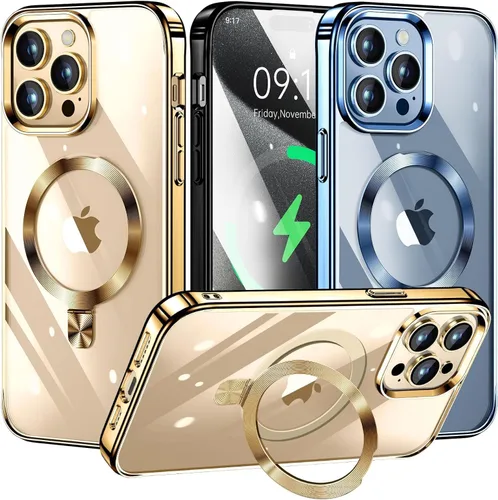 Vista 18 de [Anillo de CD compatible con soporte invisible MagSafe] Funda magnética para iPhone 12 / iPhone 12 Pro, parachoques galvanizado que no se pone