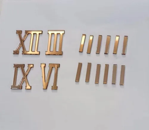 Vista 6 de Yuxuanish Números romanos acrílicos dorados brillantes, números (1.6 in) y guiones (1.2 in) para reloj de pared de resina epoxi, repuesto