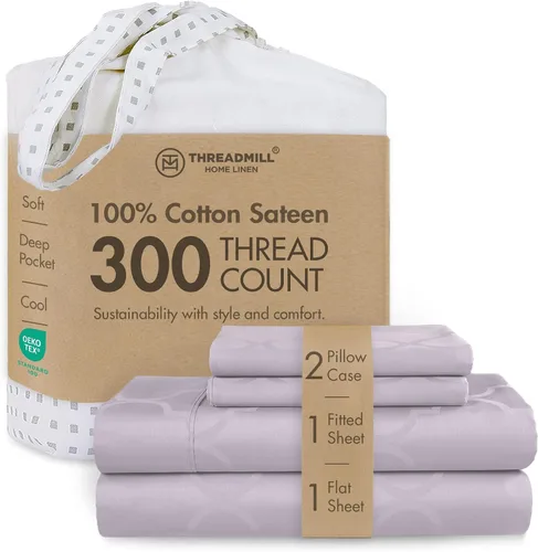Vista 69 de Threadmill Juego de sábanas de algodón Twin Sábanas 100% algodón para cama tamaño Twin Juego de sábanas de satén jacquard damasco con bolsillo