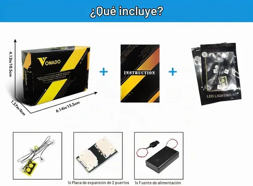 Vista 2 de VONADO Kit de luz LED compatible con Lego Nano Gauntlet 76223, iluminación de bricolaje compatible con Iron Man Gauntlet Lego 76223