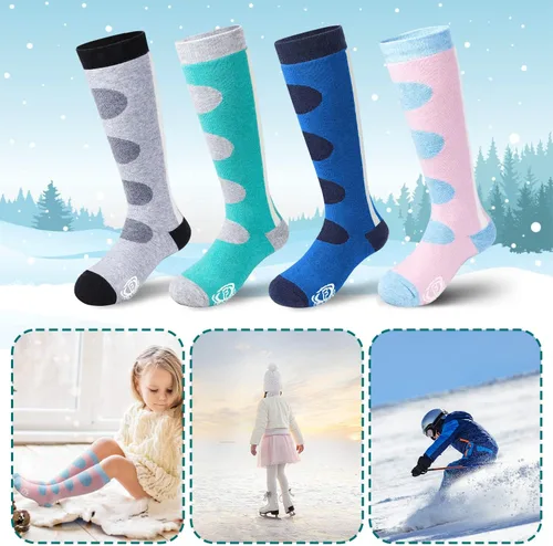 Vista 5 de Findway Calcetines de esquí para niños, lana merino (23 pares) calcetines de nieve OTC, cálidos para invierno, esquí, snowboard para niños y niñas