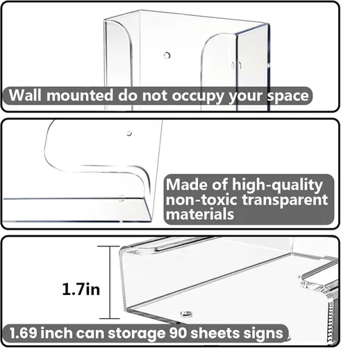 Vista 4 de Paquete de 6 soportes acrílicos para folletos de 4 x 6 pulgadas, soporte para folletos de montaje en pared, soporte deslizante para folletos