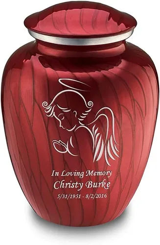 Vista 12 de Geturns - Pequeñas urnas de cremación de ángel personalizadas para cenizas humanas, urna funeraria negra para mujeres y hombres con capacidad