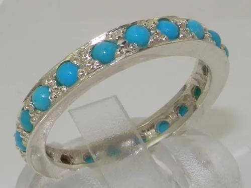 Vista 2 de Anillo de eternidad para mujer de plata de ley 925 auténtica turquesa auténtica