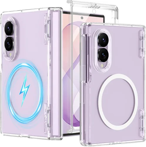 Vista 36 de Btscase Funda para Samsung Galaxy Z Fold 5, protector de pantalla frontal integrado, patrón de mármol dorado con purpurina de policarbonato duro