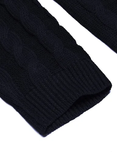 Vista 6 de COOFANDY Suéter de punto trenzado con cuello de chal para hombre, ajuste delgado, informal, con botones