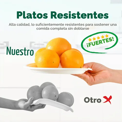 Vista 4 de 125 unidades de platos de papel compostables, platos desechables resistentes de 6 pulgadas por bagazo biodegradable, platos de postre a granel