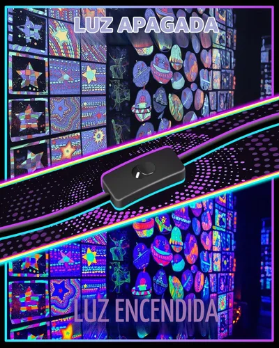Vista 3 de Barra de Luz Negra de 40W, Luz Negra LED con Cable de 6 Pies e Interruptor, Luces Negras para Fiesta Fluorescente, Halloween, Cumpleaños, Pintura