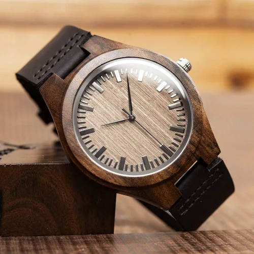 Vista 6 de Reloj de pulsera en madera con mensaje gravado personalizado para hombre, regalo para esposo, novio, padre, hijo, familiares y amigos