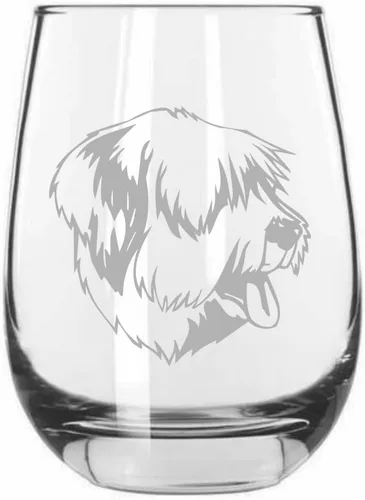 Vista 381 de Shar Pei (chino) - Vaso de vino sin tallo grabado para perro, 15.25 onzas