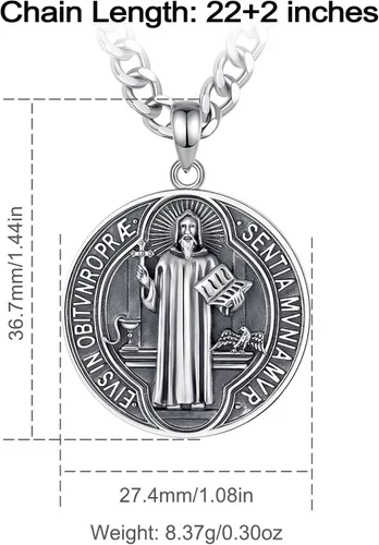 Vista 6 de INFUSEU Regalos religiosos únicos para hombres y mujeres, collares con colgante de San Miguel, San Cristóbal, San Benito, Virgen María