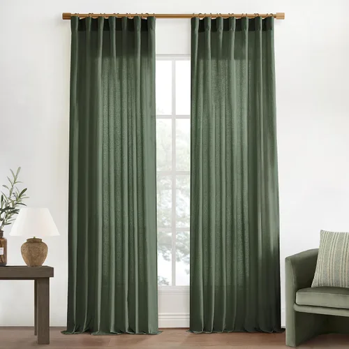 Vista 21 de XTMYI - Cortinas transparentes de 54 pulgadas de largo, juego de 2 paneles para baño, cortinas cortas de lino y algodón con semi privacidad
