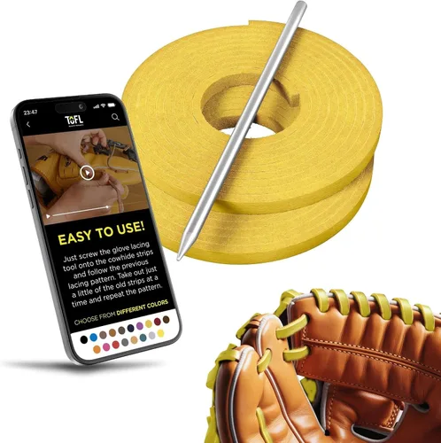 Vista 18 de TOFL Kit de encaje para guantes de sóftbol y béisbol Kit de reparación de cordones de guante de encaje 2 cordones de cuero con aguja de cordones