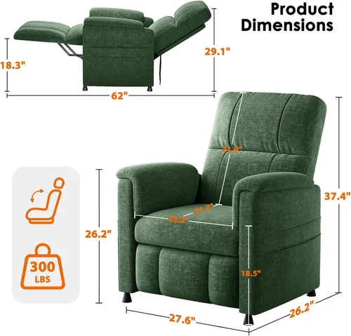 Vista 2 de Pipishell Silla reclinable eléctrica para adultos, reclinable eléctrico con control remoto, reclinable/reposapiés ajustable, tela de felpilla, cojín