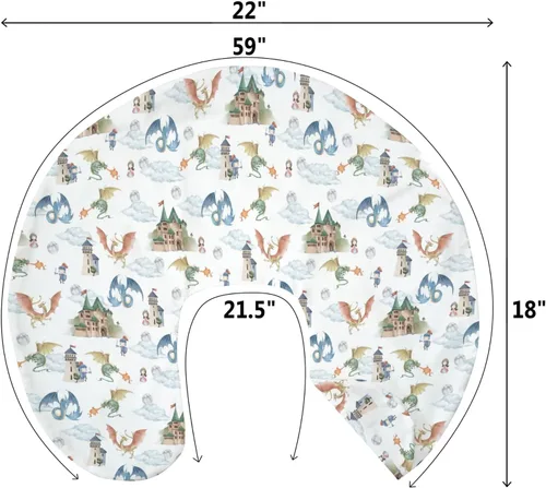 Vista 9 de Fundas de almohada de lactancia de dragón y caballeros de cuento de hadas para niños y niñas, dragones de fantasía, castillo de princesa, funda