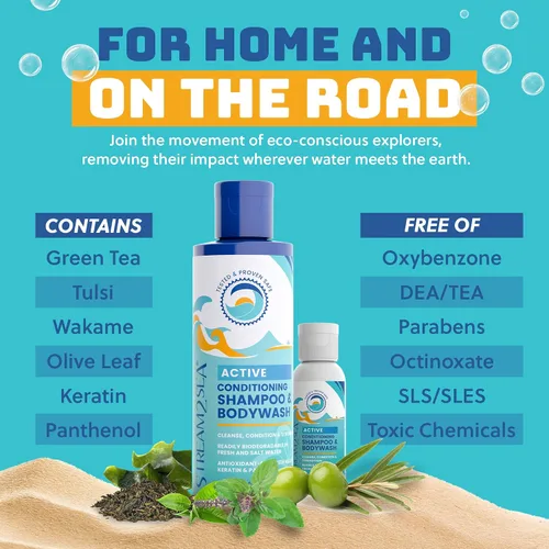 Vista 6 de STREAM 2 SEA Champú y acondicionador, gel de baño 3 en 1 para natación, champú para nadadores Reef Safe para hombres, mujeres y niños, champú