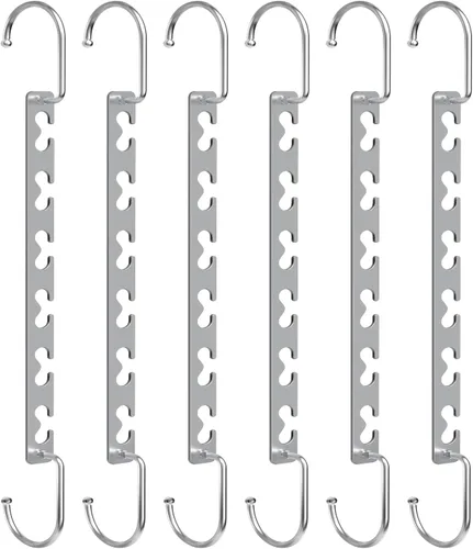 Vista 9 de Perchas de ahorro de espacio para ropa, paquete de 6 perchas de metal resistentes, organizador de armario, colgador mágico en cascada, organizadores
