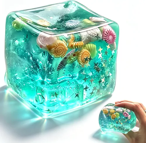 Vista 12 de Bolas de estrés blandas de cubitos de hielo, juguete sensorial de Verde