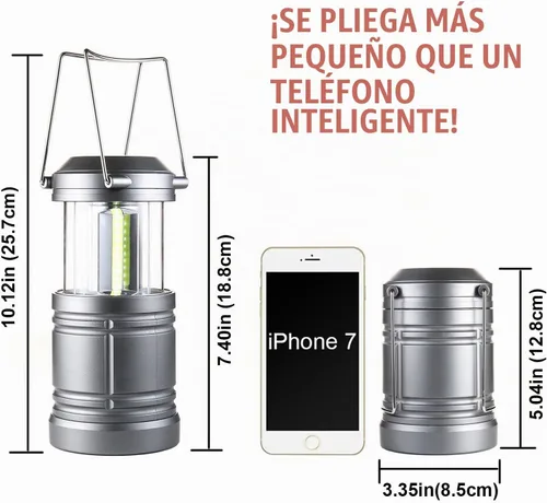Vista 3 de Farol LED para campamento, 500 lúmenes, luces plegables para campamento, linterna de corte de energía, funciona con pilas para emergencias