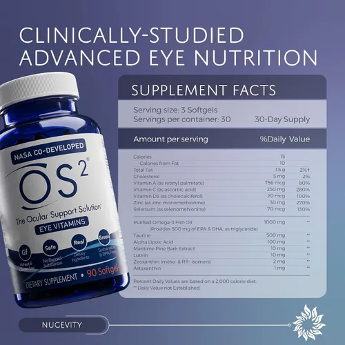 Vista 8 de OS2 Solución de apoyo ocular – Vitaminas patentadas para ojos para salud macular, ojo seco y luz azul – Luteína, zeaxantina, Omega 3, astaxantina