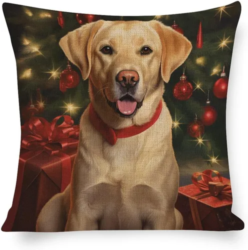 Vista 12 de Funda de almohada estampada con retrato de laboratorio de raza de perro amarillo serio, labrador retriever, fundas de cojín amarillas de laboratorio