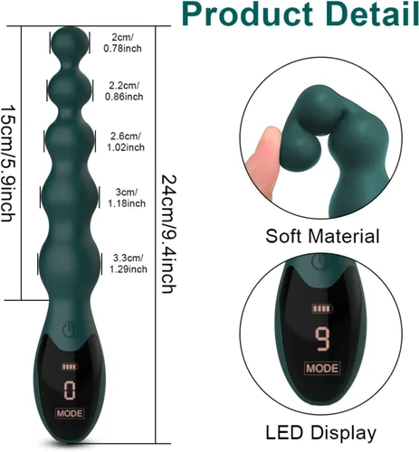Vista 3 de Vibrador vibrador de cuentas anales para hombres y mujeres, vibrador anal, juguetes sexuales anales con pantalla digital LED