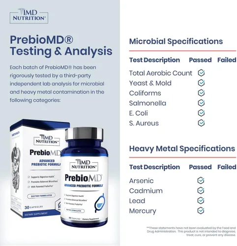 Vista 2 de 1MD Nutrition PreBioMD - Prebiótico con PreforPro® Apoya la digestión saludable y las bacterias beneficiosas