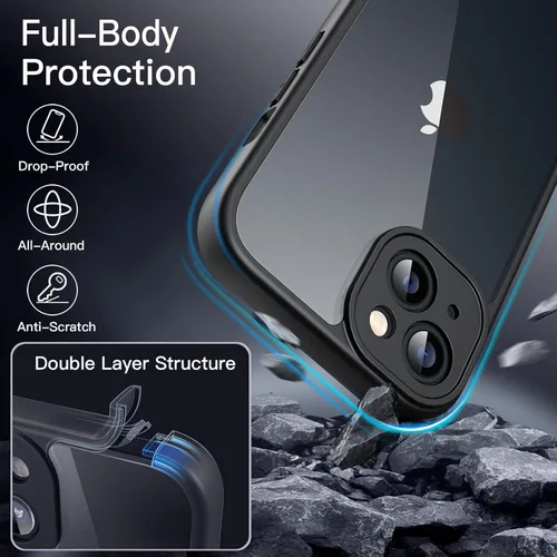 Vista 4 de JETech Funda para iPhone 13 de 6.1 pulgadas con protector de pantalla de vidrio templado integrado, protección resistente de cuerpo completo de 360