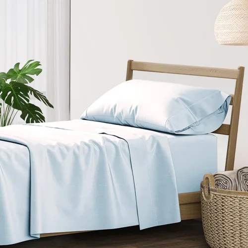 Vista 23 de XOOX Linen Juego de Sábanas de Algodón 100% Twin - Sábanas de Algodón de 500 Thread Count Tamaño Twin, Extra Suaves, Tejido Satén, Sábanas