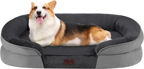 Vista 35 de Dwanton - Cama ortopédica para perros medianos con espuma de gel de memoria, sofá impermeable para perros, cama lavable para mascotas con cojín