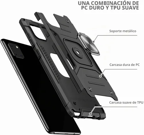 Vista 7 de Asuwish Funda para teléfono Samsung Galaxy Note 10 Lite con protector de pantalla de vidrio templado y soporte de anillo delgado híbrido protector