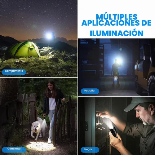 Vista 8 de Paquete de 3 linternas recargables, 990,000 lúmenes, linterna LED súper brillante, 5 modos de luz, carga rápida, IPX7 impermeable para acampar