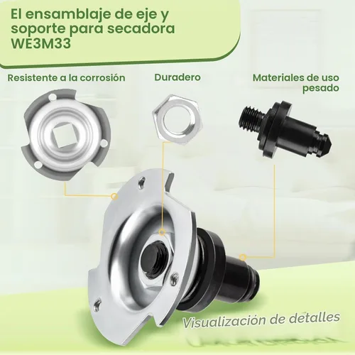 Vista 4 de WE3M33 Conjunto de eje y soporte de secadora compatible con secadores GE Kenmore Hotpoint, pieza de repuesto AP2049403 EA2355941 PS2355941 1515105