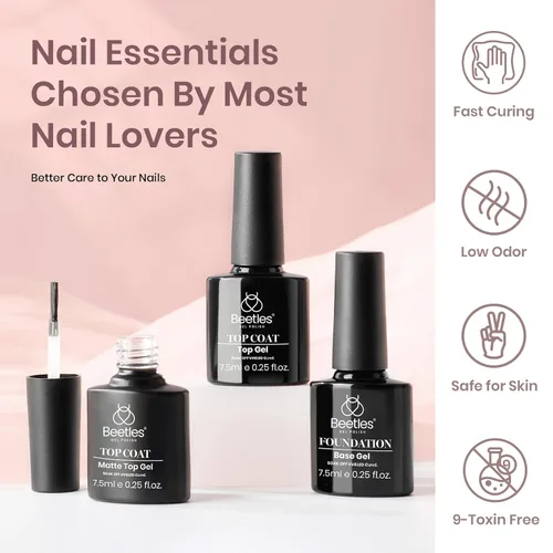 Vista 6 de Kit de Esmalte de Uñas en Gel Beetles con Luz UV, Gel Base y Capa Superior, Kit de Inicio de Esmalte de Uñas en 6 Colores Nude Neutros, Conjunto LED