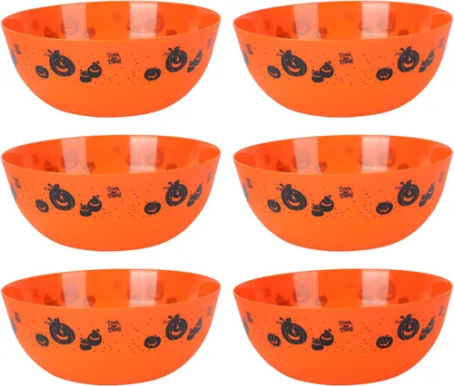 Vista 10 de 6 cuencos de Halloween para dulces grandes, cuencos de plástico para dulce o truco, cuenco de plástico reutilizable para suministros de fiesta