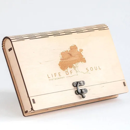 Vista 3 de Caja de fotos de boda para impresiones, caja de memoria de madera para fotos y unidad flash USB 3.0 (opcional), caja de regalo personalizada