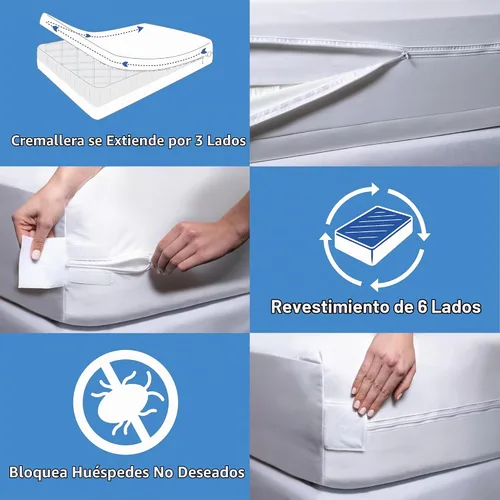 Vista 6 de Protector de colchón para sofá cama tamaño individual, 39 pulgadas de ancho x 72 pulgadas de largo x 5 pulgadas de profundidad, funda impermeable