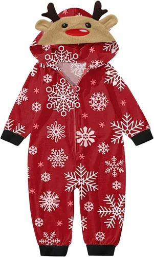 Vista 4 de OAKFashion Pijamas de Navidad para la familia, pijamas de Navidad suaves a juego, conjuntos de ropa de dormir para parejas, niños y bebés