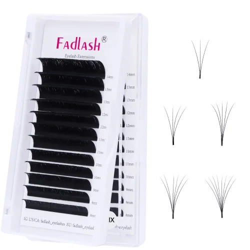Vista 21 de Extensiones de Pestañas Rizo B Fácil Florecimiento Extensión de Pestañas Negro Mate Extensiones de Pestañas de Volumen Rápido Florecimiento Pestañas